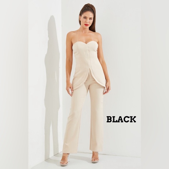 Large Woven Sweetheart Top and Pant Set - Picture 1 of 8